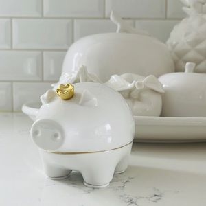 Pottery Barn Kids Gold Accent Ceramic Piggy Box